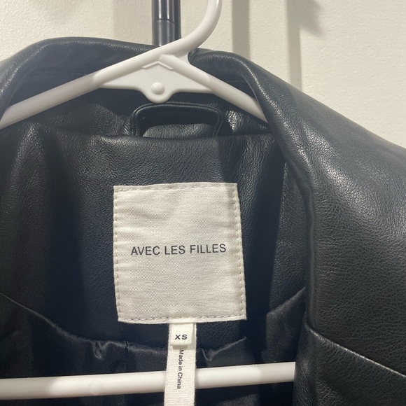 Avec Les Filles Black Faux Leather Blazer Coat - Picture 3 of 5